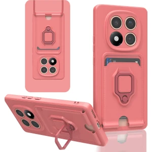 Xiaomi Redmi Note 14 Pro Plus Uyumlu Taşıma Askılı - Kartlıklı - Stantlı - Kamera Korumalı Silikon Telefon Kılıfı