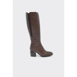 Hakiki Deri Fermuarlı Kadın Çizme