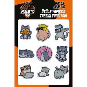 Ütü ile Yapışan Dokuma Arma Seti Patch Kedi, Kedicik, Pati Modeli