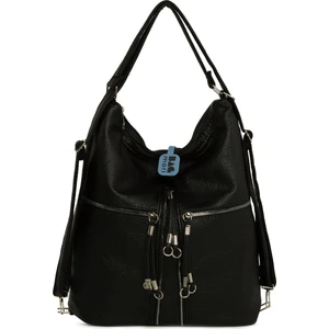 Siyah Yumuşak Dokulu Elcik Detaylı Askılı ve Sırt Salaş Çanta