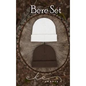 Unisex Katlamalı Beyaz,kahve 2'li Bere Seti Ekebereseti2liyeni