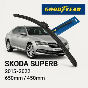 Good Year 2’li Set Muz Tipi Silecek Takımı Skoda Superb 2015-2022 Ön Cam Sileceği 650MM-450MM