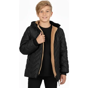 Erkek Çocuk Su ve Rüzgar Geçirmez Içi Welsoftlu Kapüşonlu Mont