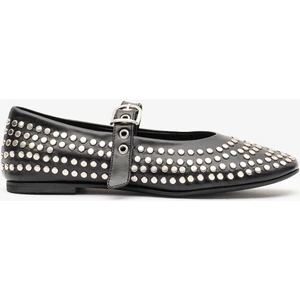 Louis Cardy Joan Siyah Deri Zımbalı Kadın Babet