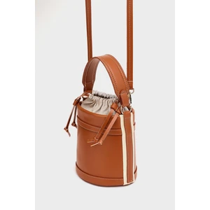 Taba Kadın Kontrast Dikişli Kova El ve Omuz  Çanta