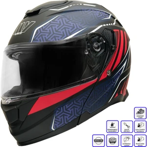 Gp My Helmet MKS002-BBR Güneş Vizörlü Şeffaf Çene Açılır Motosiklet Kaskı M