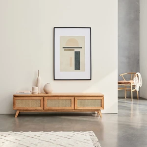 Nova Rattan Tv Ünitesi – Masif Ahşap & Hasır Detaylı