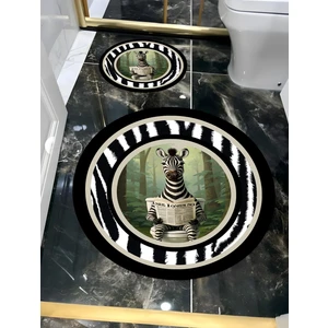 Harikabirev|banyo ve Tuvalet Yuvarlak Paspası Gazete Okuyan Zebra Modern  |yvrlkpsps