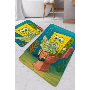 Harikabirev|banyo ve Tuvalet Paspası Gazete Okuyan Sünger Bob Motifi Modern Tasarım|paspas