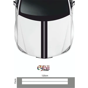 120CM x 15 cm - Ön Kaput Şerit Sticker -Çift Kaput Sticker - Araç Kaput Sticker
