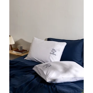 Madame Coco Amour %100 Pamuk 2'li Yastık Kılıfı - Beyaz/lacivert