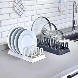 2 Adet Tencere Kapağı Düzenleyici I Kapak Organizeri , Tabak Düzenleyici / Beyaz