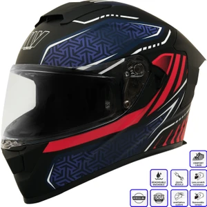 Gp My Helmet MKS001-BBR Yarış Spoiler Güneş Vizörlü Şeffaf Full Face Motosiklet Kaskı Xxl