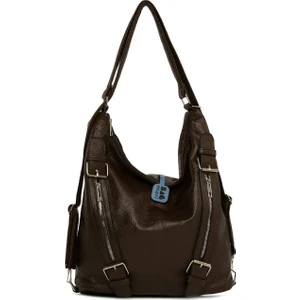 Kahverengi Yumuşak Dokulu Kemer Detaylı Askılı ve Sırt Salaş Çanta