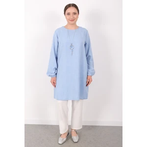 Yazlık Kadın Tunik Günlük Ince Sofia Keten Kolyeli Tunik