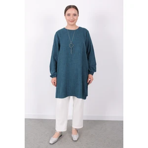 Yazlık Kadın Tunik Günlük Ince Sofia Keten Kolyeli Tunik