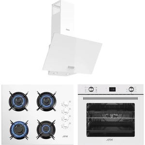 ve Afm Tech Markalı  / Beyaz Cam Turbolu Ankastre Set ( D087 + FM2201 + FM7701 )