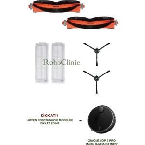 Xiaomi Mi Robot Vacuum Mop 2 Pro Siyah Robot Süpürge Uyumlu Yedek Fırça, Hepa Filtre - 6 Parça