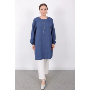 Yazlık Kadın Tunik Günlük Ince Sofia Keten Kolyeli Tunik