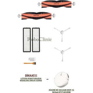 Xiaomi Mi Vacuum Mop 1c - 2c - F9 Robot Süpürge Uyumlu Yedek Fırça, Hepa Filtre - 8 Parça