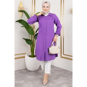 Manşeti Lastikli Viskon Tunik