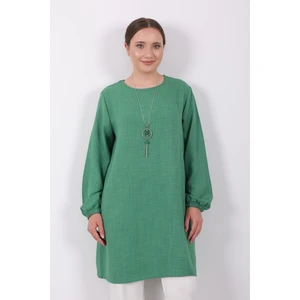 Yazlık Kadın Tunik Günlük Ince Sofia Keten Kolyeli Tunik