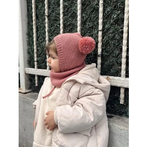Dery Baby Ponponlu Unisex El Örgüsü Bebek/çocuk Bere-Boyunluk Takımı