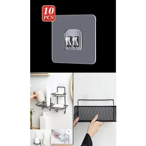 10 Adet Süper Güçlü Kendinden Yapışkanlı Raf Çerçeve Tutucu Kanca Askı