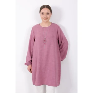 Yazlık Kadın Tunik Günlük Ince Sofia Keten Kolyeli Tunik