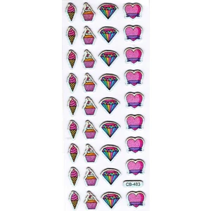 Sticker Kabartmalı Sticker Defter Planlayıcı Etiket (CB483) 16X7 Cm- Elmas Kalp Dondurma