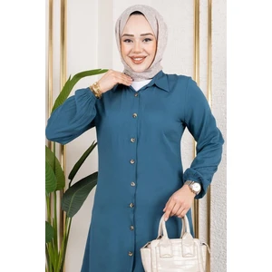 Manşeti Lastikli Viskon Tunik