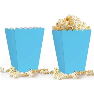 Mavi Mısır Kutusu 8'li Karton Cips Kutusu Düz Renkli 8 Adet Pop Corn