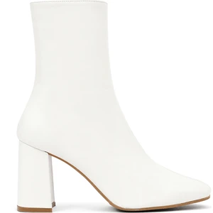 Kadın Krem Fermuarlı Kalın Topuklu Deri Bot 25WFD130818