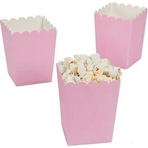 8li Pembe Baskısız Popcorn Kutusu ( Mısır , Cips , Ikram Kutusu )