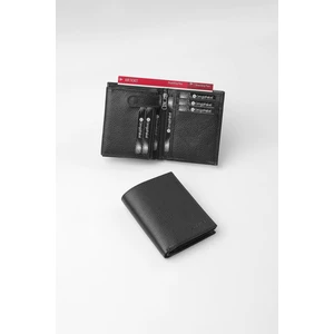 Cengiz Pakel Hakiki Deri Dikey Erkek Cüzdan - 13763 - Siyah