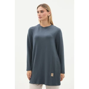 Kristal Bisiklet Yaka Armalı Uzun Tunik