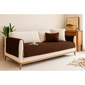 Teddy Kıvırck  Peluş Üç Kişilik Koltuk Için ( 1ADET ) Sadece Oturma Alanı Örtü  80 x 190 cm  (Koyukahve)