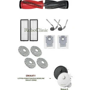 Roborock Q Revo c Robot Süpürge Uyumlu Yedek Fırça, Hepa Filtre, Mop, Toz Torbası - 12 Parça