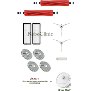 Roborock Q revo s / Q revo Pro / Q revo Maxv / Robot Süpürge Uyumlu Yedek Fırça, Hepa Filtre, Mop - 11 Parça