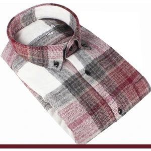 Erkek Bordo Kışlık Kalın Kareli Oduncu Gömlek – Cepli Geniş Kesim Trend Gömlek Model