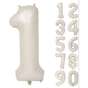 Folyo Balon 1 Rakamı Helyum Balon 76 cm Krem Renk - 1 Yaş Balonu Retro 1 Rakam Balon
