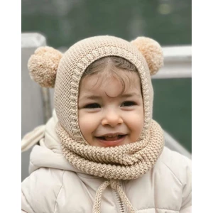 Dery Baby Ponponlu Unisex El Örgüsü Bebek/çocuk Bere-Boyunluk Takımı