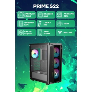 Game Garaj Prime S22 Amd Ryzen 5 5600 16GB Ram 1tb SSD RTX5060 Freedos Oyuncu OEM Paket
