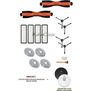 Xiaomi Robot Vacuum S20+ / S20 Plus Robot Süpürge Uyumlu Yedek Ana Fırça, Yan Fırça, Hepa Filtre, Mop - 16 Parça