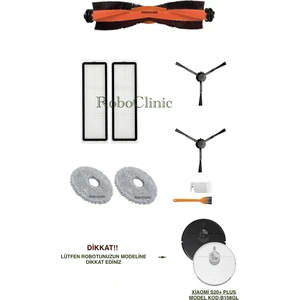 Xiaomi Robot Vacuum S20+ / S20 Plus Robot Süpürge Uyumlu Yedek Ana Fırça, Yan Fırça, Hepa Filtre, Mop - 9 Parça