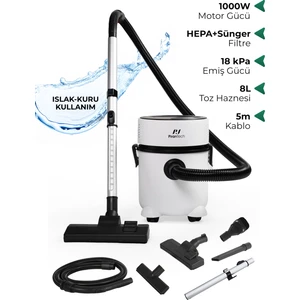 ES-07 Panda Islak & Kuru Elektrikli Süpürge | 1000W Güçlü Motor | HEPA Filtreli | Toz Torbasız