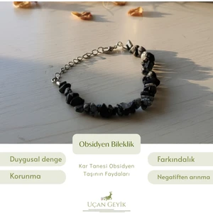 Kartanesi Obsidiyen Doğal Taş Bileklik  – Negatif Enerji Engelleyici, Koruma ve Denge Taşı, El Yapımı
