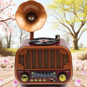 Nostaljik Ahşap Görünümlü Radyo | Bluetooth Hoparlör | Usb-Sd Kart Mp3 Çalar | 3 Band Fm/am/sw Şarjlı Müzik Kutusu