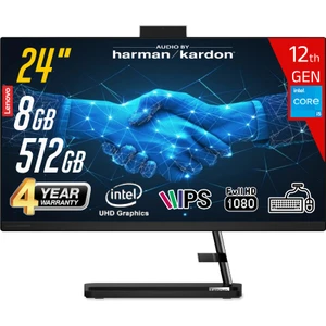 Ideacentre Aıo3 24IAP7 Intel Core I5-12450H 8gb 512GB SSD Intel UHD Graphics 23.8 Fhd IPS Freedos Klavye+Mouse Siyah All In One Bilgisayar