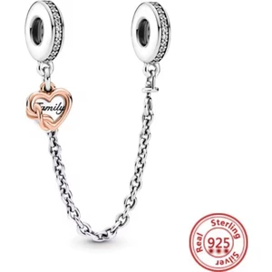 Gümüş Aile Kalpli Güvenlik Zinciri